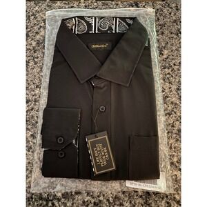 DiBanGu Mens Black Dress Shirt Paisley Contrast Long Sleeve Button Up XL NWT